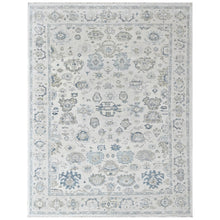 9x12 Ivory, Gray, Slate Color Hand Knotted Oushak Wool Transitional Oriental Rug
