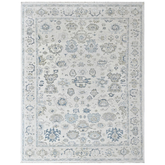 8'10''x11'11'' Hand Knotted Wool Ivory Oushak Transitional Rug