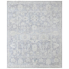 8x10 Gray, Slate, Multi Color Hand Knotted Oushak Wool Transitional Oriental Rug