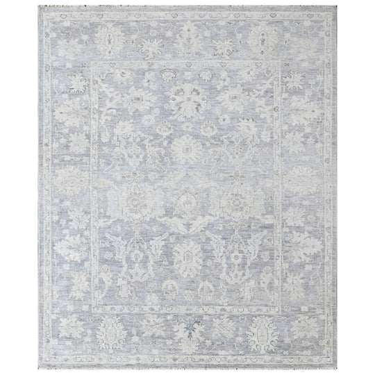 8'1''x9'11'' Hand Knotted Wool Gray, Beige Oushak Transitional Rug