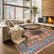 Multi Size Hand Knotted Wool Rust, Blue Oushak Transitional Rug