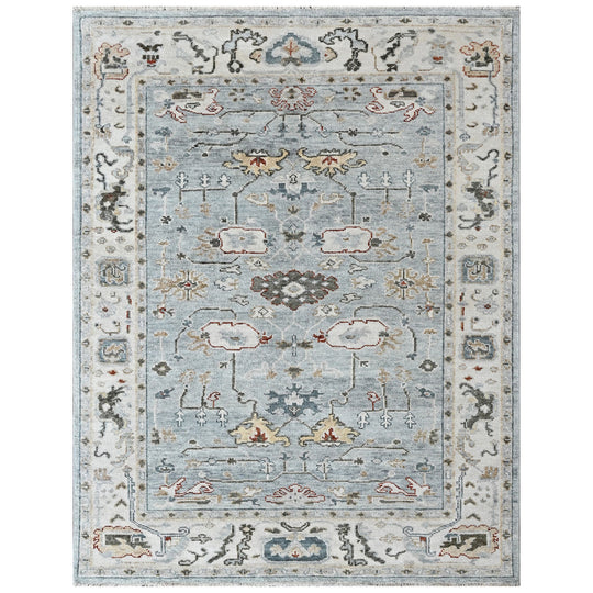 7'9''x9'11'' Hand Knotted Wool Slate, Beige Oushak Transitional Rug