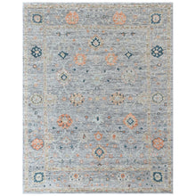 8x10 Slate, Gray, Peach Color Hand Knotted Oushak Wool Transitional Oriental Rug
