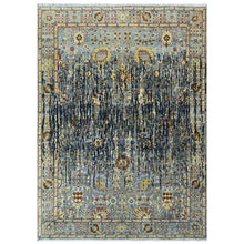 6x9 Slate, Charcoal, Gold Color Hand Knotted Oushak Wool Modern Oriental Rug