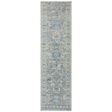 2'6x9 Slate, Ivory, Blue Color Hand Knotted Oushak Wool Transitional Oriental Rug