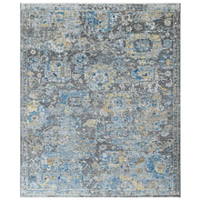 8x10 Gray, Blue, Light Gold Color Hand Knotted Oushak Wool Transitional Oriental Rug