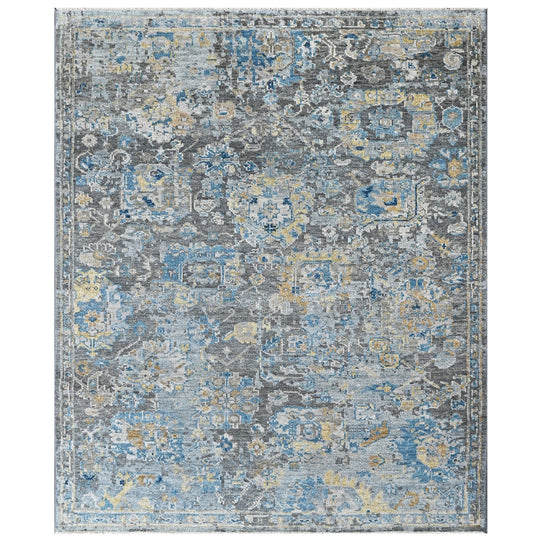 7'11''x9'9'' Hand Knotted Wool Gray, Blue Oushak Transitional Rug