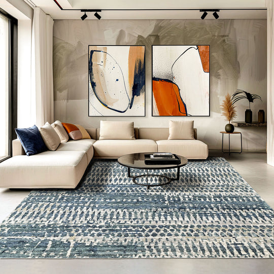 Multi Size Hand Knotted Wool Gray Oushak Modern Rug