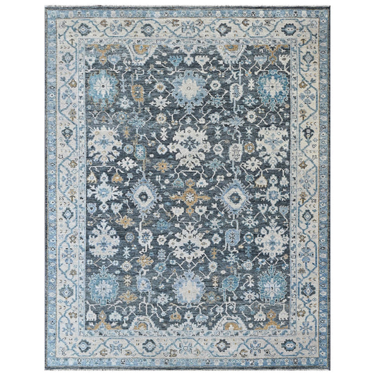 9'2''x11'11'' Hand Knotted Wool Gray, Beige Oushak Transitional Rug