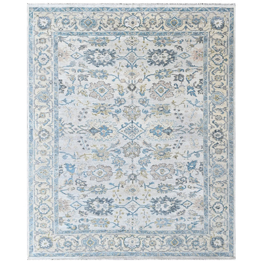 9x11'9'' Hand Knotted Wool Beige, Slate Oushak Transitional Rug