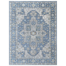 9x12 Blue, Beige, Taupe Color Hand Knotted Oushak Wool  Oriental Rug