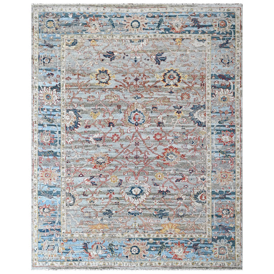 9x11'9'' Hand Knotted Wool Gray, Slate Oushak Transitional Rug