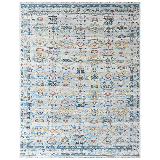 9x11'10'' Hand Knotted Wool Beige, Slate Oushak Transitional Rug