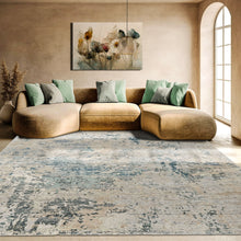 Multi Size Hand Knotted Wool Blue, Gray Tibetan Abstract Rug