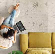 13x19 Hand Knotted Wool Beige, Gray Oushak Transitional Rug