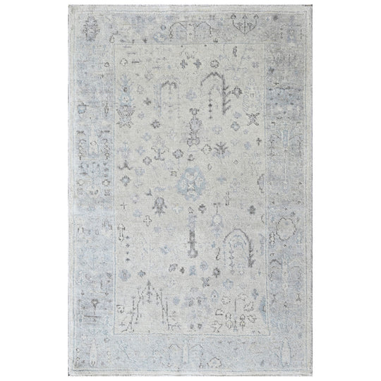 3'1''x4'11'' Hand Knotted Wool Beige, Gray Oushak Transitional Rug