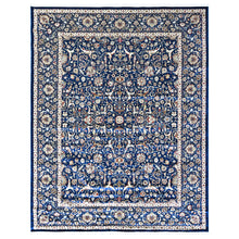 9x12 Navy, Ivory, Aqua Color Power Loom Oushak Wool Traditional Oriental Rug