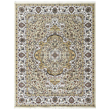 9x12 Light Gold, Ivory, Brown Color Power Loom Oushak Wool Traditional Oriental Rug