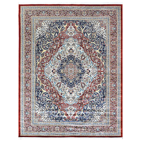 8'10''x11'10'' 100% Polyester Red, Beige Persian Design Traditional Rug