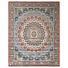 9x12 Red, Blue, Ivory Color Power Loom Oushak Wool Traditional Oriental Rug