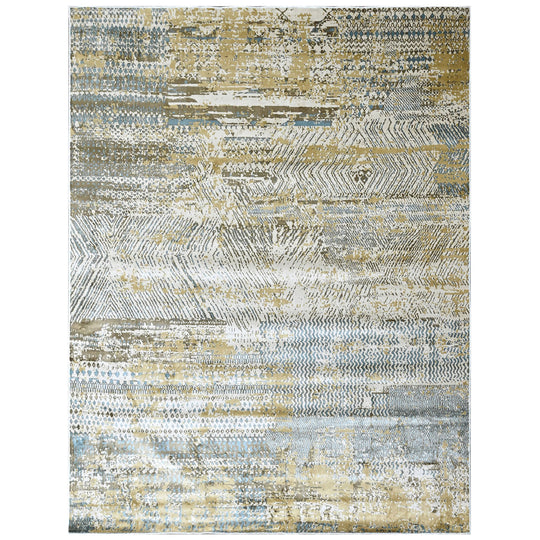 8'10''x11'10'' 100% Polyester Beige, Gold Abstract Modern Rug