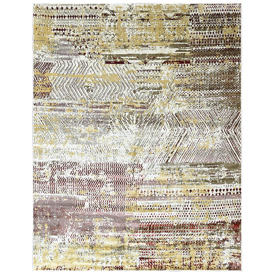 8'10''x11'10'' 100% Polyester Beige, Gold Abstract Modern Rug