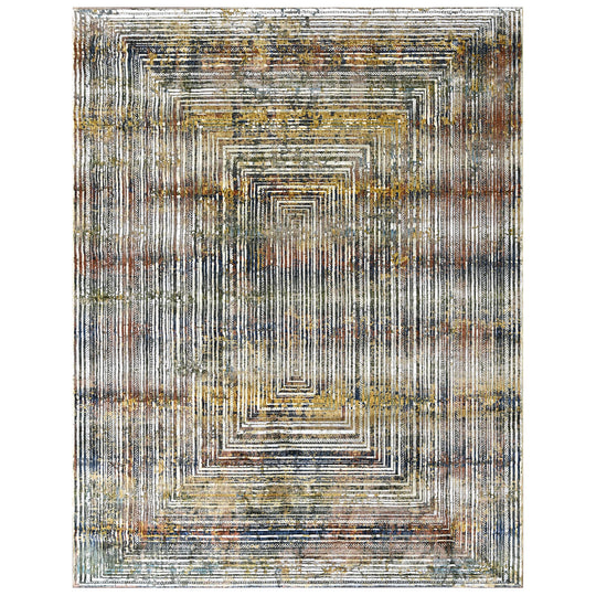 8'10''x11'10'' 100% Polyester Gray, Rust Abstract Modern Rug