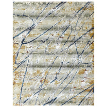 9x12 Gray, Gold, Blue Color Power Loom Oushak Wool Modern Oriental Rug