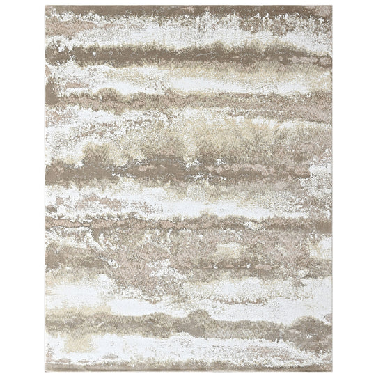 8'10''x11'10'' 100% Polyester Ivory, Brown Abstract Modern Rug