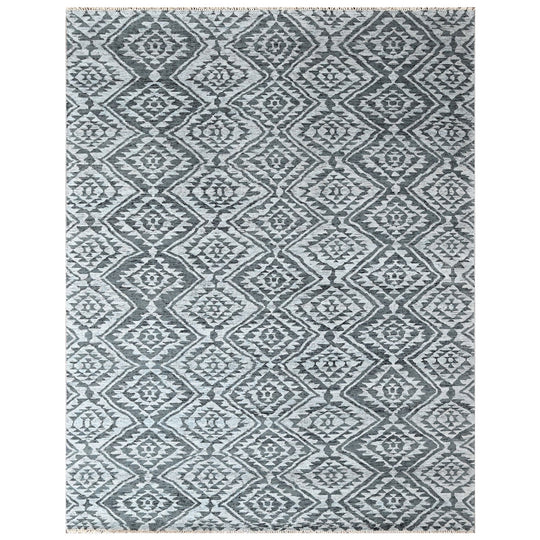 8'7''x11'5'' Hand Knotted Wool Gray Oushak Southwestern Rug