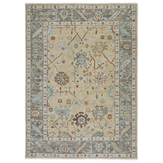 10x14 Hand Knotted Wool Beige Oushak Transitional Rug