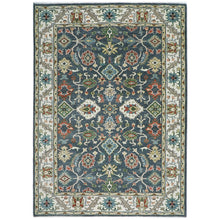 10x14 Blue, Slate, Ivory Color Hand Knotted Oushak Wool Arts and Crafts Oriental Rug