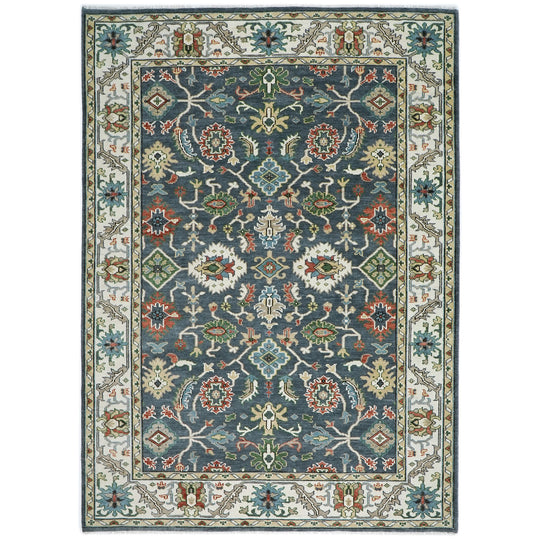 10'3"x14 Hand Knotted Wool Blue Oushak Arts and Crafts Rug