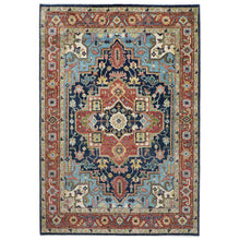 10x14 Rust, Navy, Ivory Color Hand Knotted Oushak Wool  Oriental Rug
