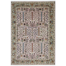 10x14 Rose, Moss, Blue Color Hand Knotted Oushak Wool Transitional Oriental Rug