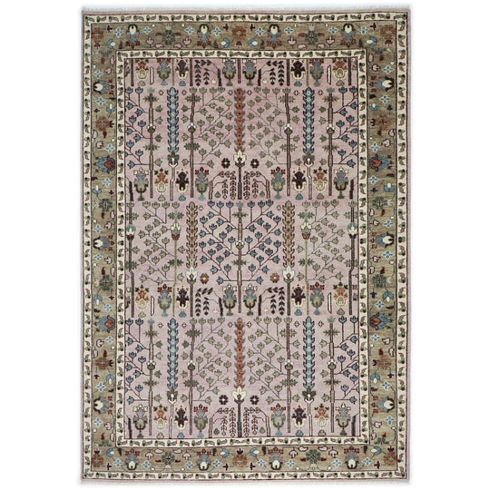 10x14'2'' Hand Knotted Wool Rose Tree of Life Oushak Transitional Rug