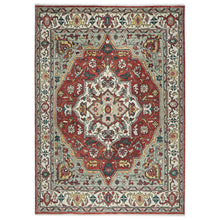 10x14 Rust, Mint, Ivory Color Hand Knotted Oushak Wool  Oriental Rug