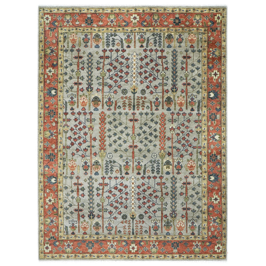 9'11''x14 Hand Knotted Wool Light Blue Tree of Life Oushak Transitional Rug