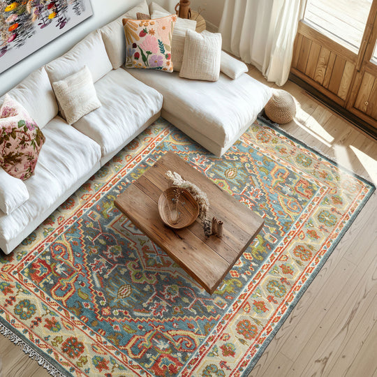 4'11''x8'1'' Hand Knotted Wool Gray, Slate Oushak Traditional Rug