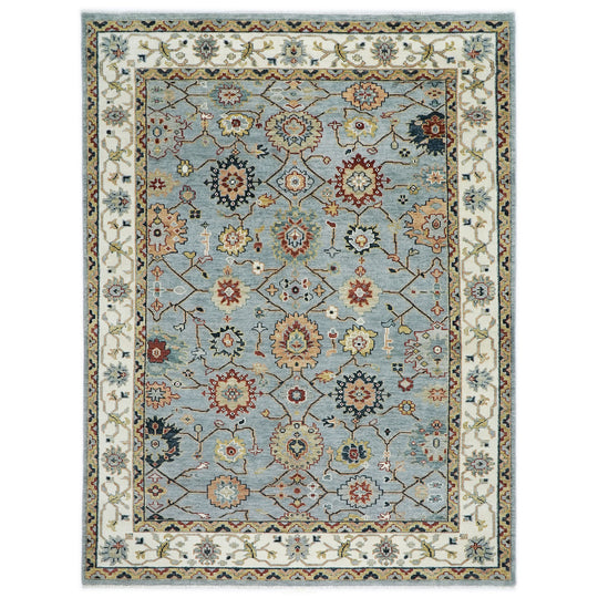 10'1"x14'1" Hand Knotted Wool Blue Oushak Arts and Crafts Rug