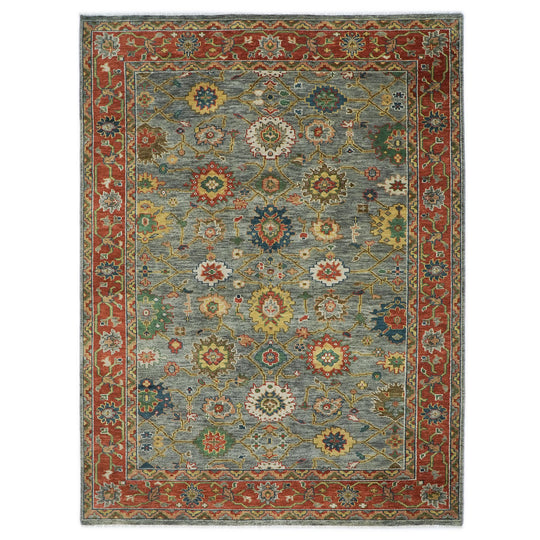 10'2''x14'1'' Hand Knotted Wool Blue Oushak Arts and Crafts Rug
