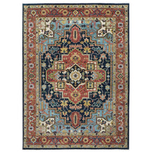 10x14 Navy, Rust, Lime Color Hand Knotted Oushak Wool  Oriental Rug