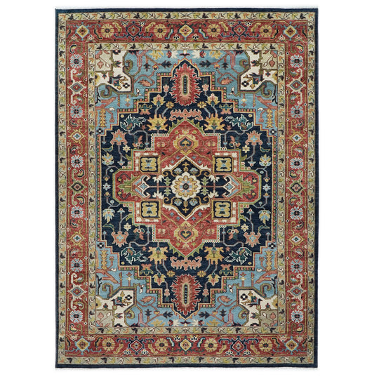 9'10"x13'10" Hand Knotted Wool Navy Oushak Heriz Rug