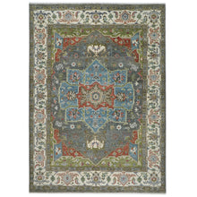 10x14 Gray, Blue, Lime Color Hand Knotted Oushak Wool  Oriental Rug