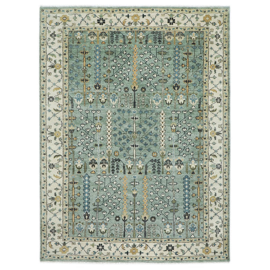 10x14'2'' Hand Knotted Wool Aqua Oushak Transitional Rug