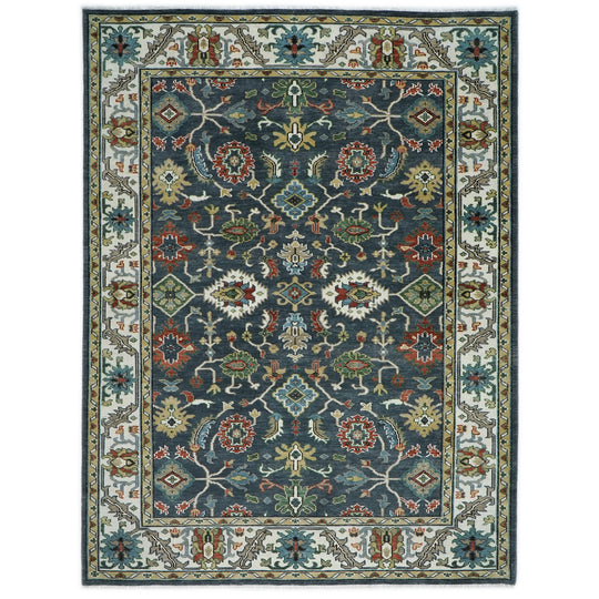 10'3''x14 Hand Knotted Wool Dark Blue Oushak Arts and Crafts Rug