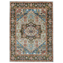 10x14 Gray, Green, Blue Color Hand Knotted Oushak Wool  Oriental Rug