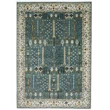 10x14 Seledon, Ivory, Beige Color Hand Knotted Oushak Wool Transitional Oriental Rug