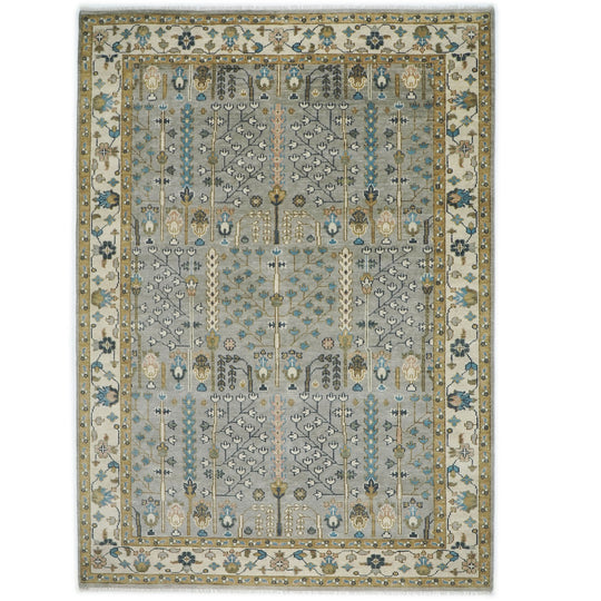 10'1''x13'11'' Hand Knotted Wool Taupe Tree of Life Oushak Transitional Rug