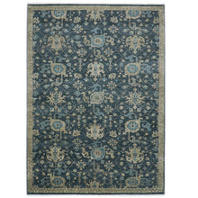 10x14 Blue, Beige, Ivory Color Hand Knotted Oushak Wool Transitional Oriental Rug